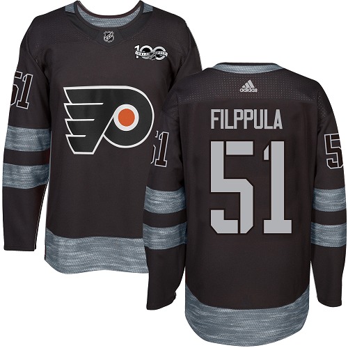 Adidas Flyers #51 Valtteri Filppula Black 1917-100th Anniversary Stitched NHL Jersey